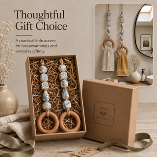 TerraLoop – Decorative Beaded Towel Hanger with Wooden Ring