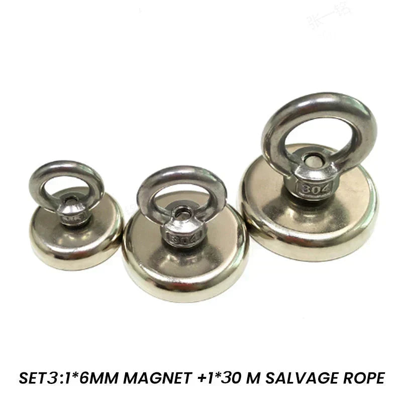 DeepHaul – ⚓ Deep-Water Magnetic Salvage Magnet Set with Rope, Strong Pull, Rust-Resistant & Durable for Underwater Treasure Hunting & Recovery 💰