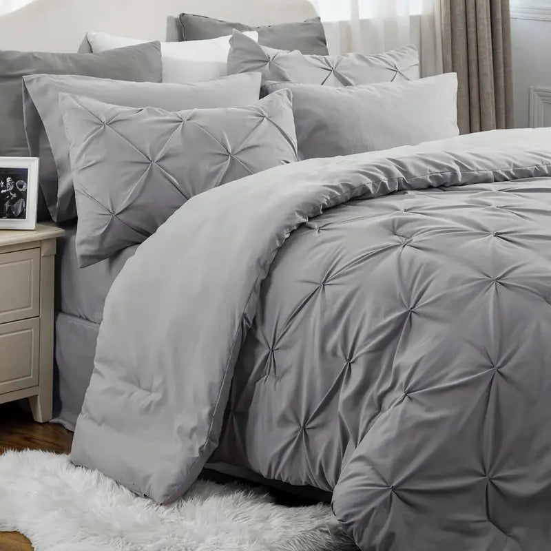 ☁️ CloudPleat – All-Season Pintuck Comforter Set