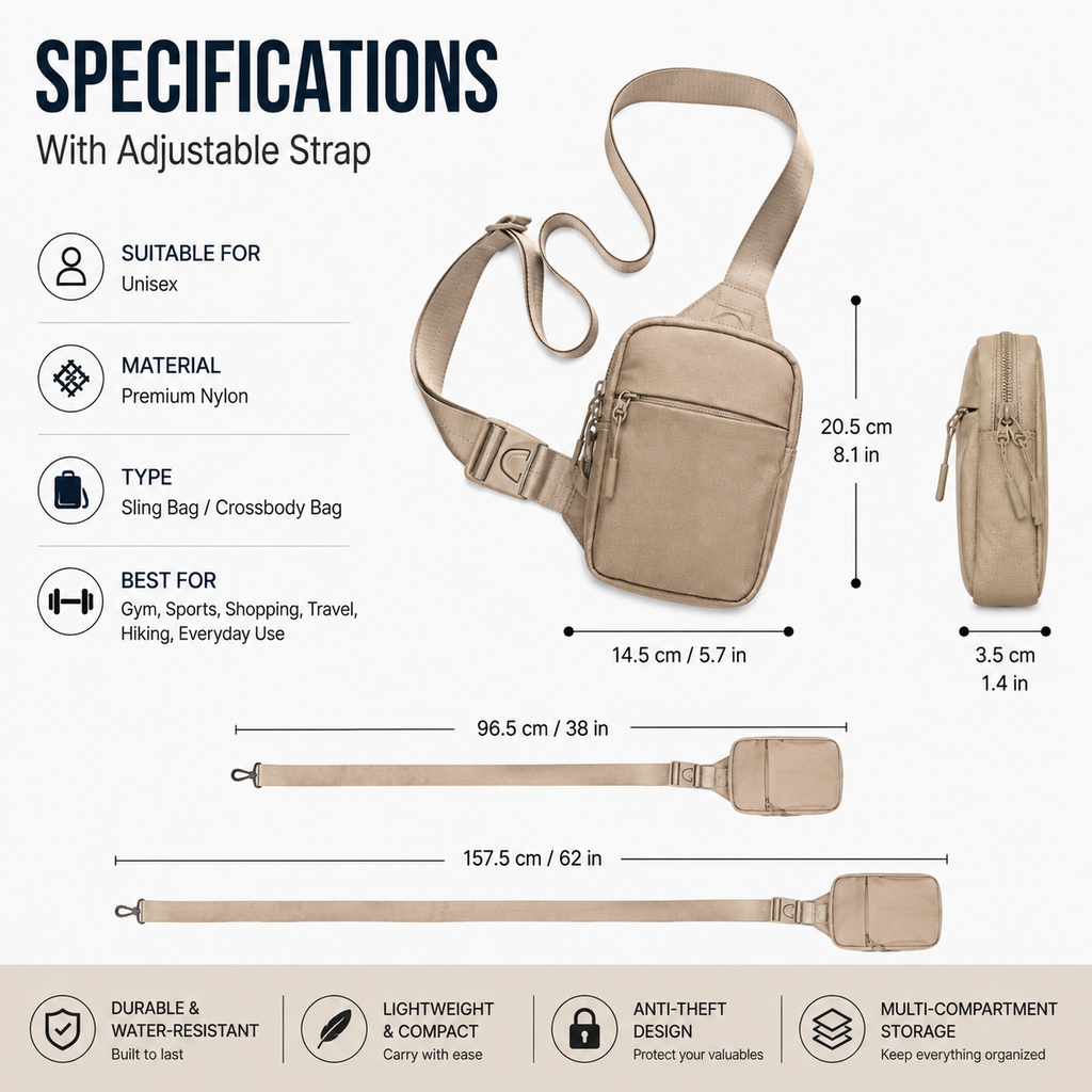 SlingGuard – Anti-Theft Everyday Sling Bag, Lightweight Crossbody Travel Pack