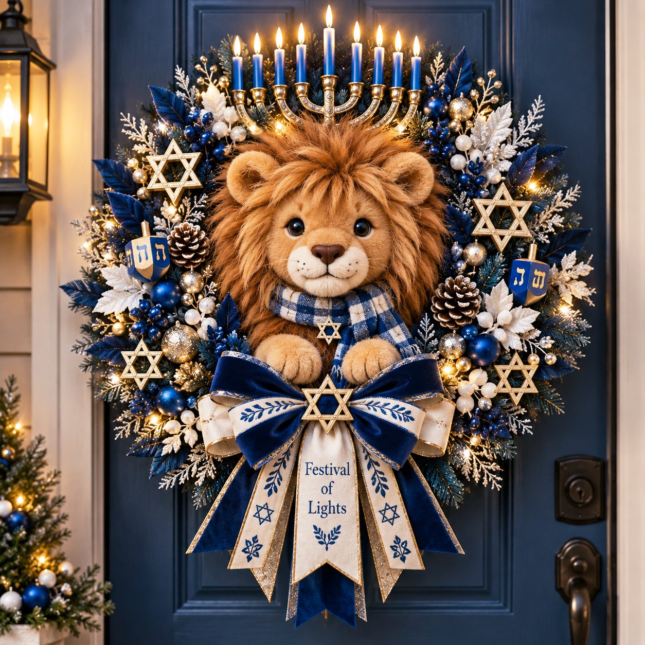 🦁 JudahGlow – Lion of Judah Hanukkah Lighted Wreath, a Warm & Meaningful Welcome for the Festival of Lights ✨