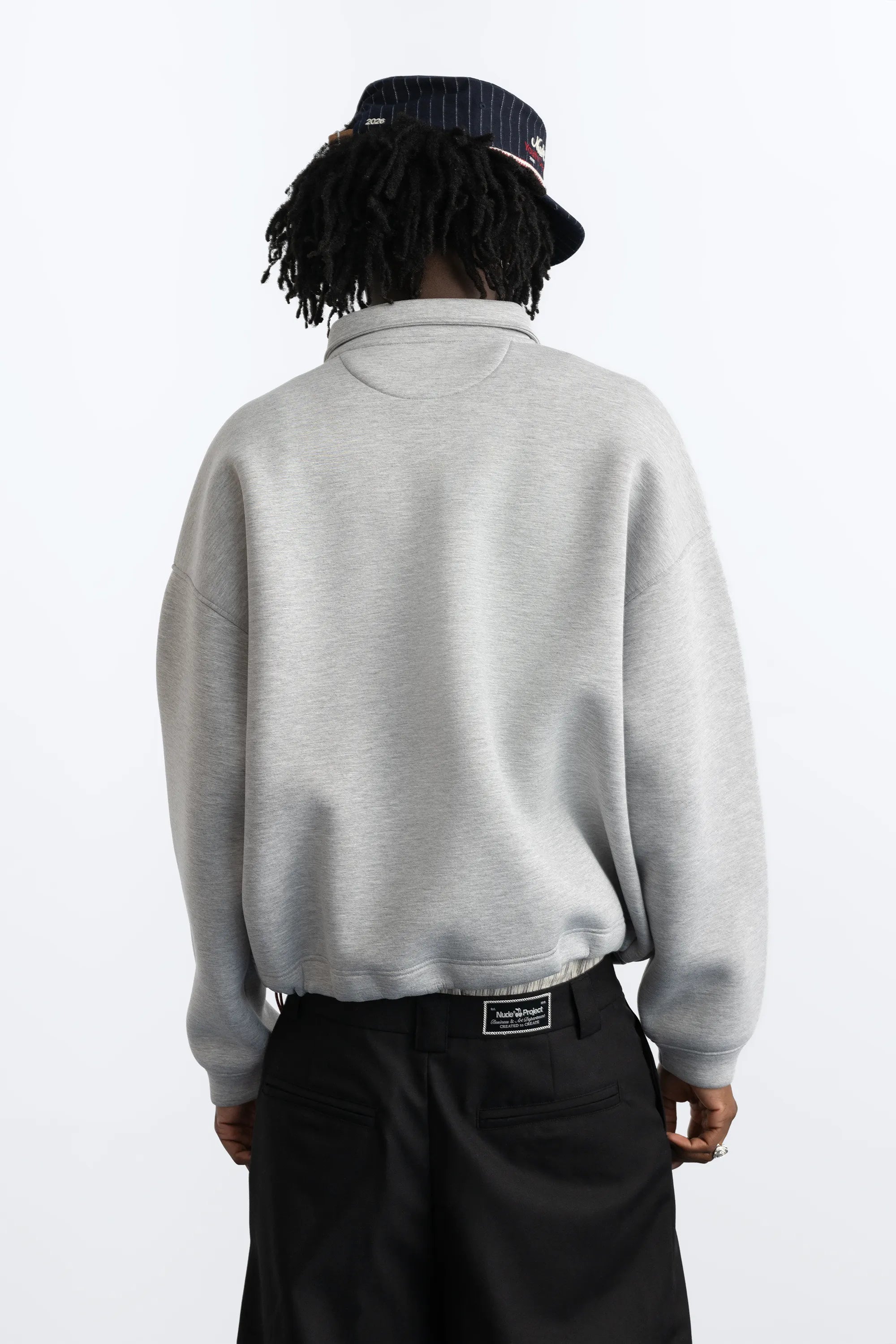 ZipLayer – Grey Quarter-Zip Pullover with Drawcord Hem