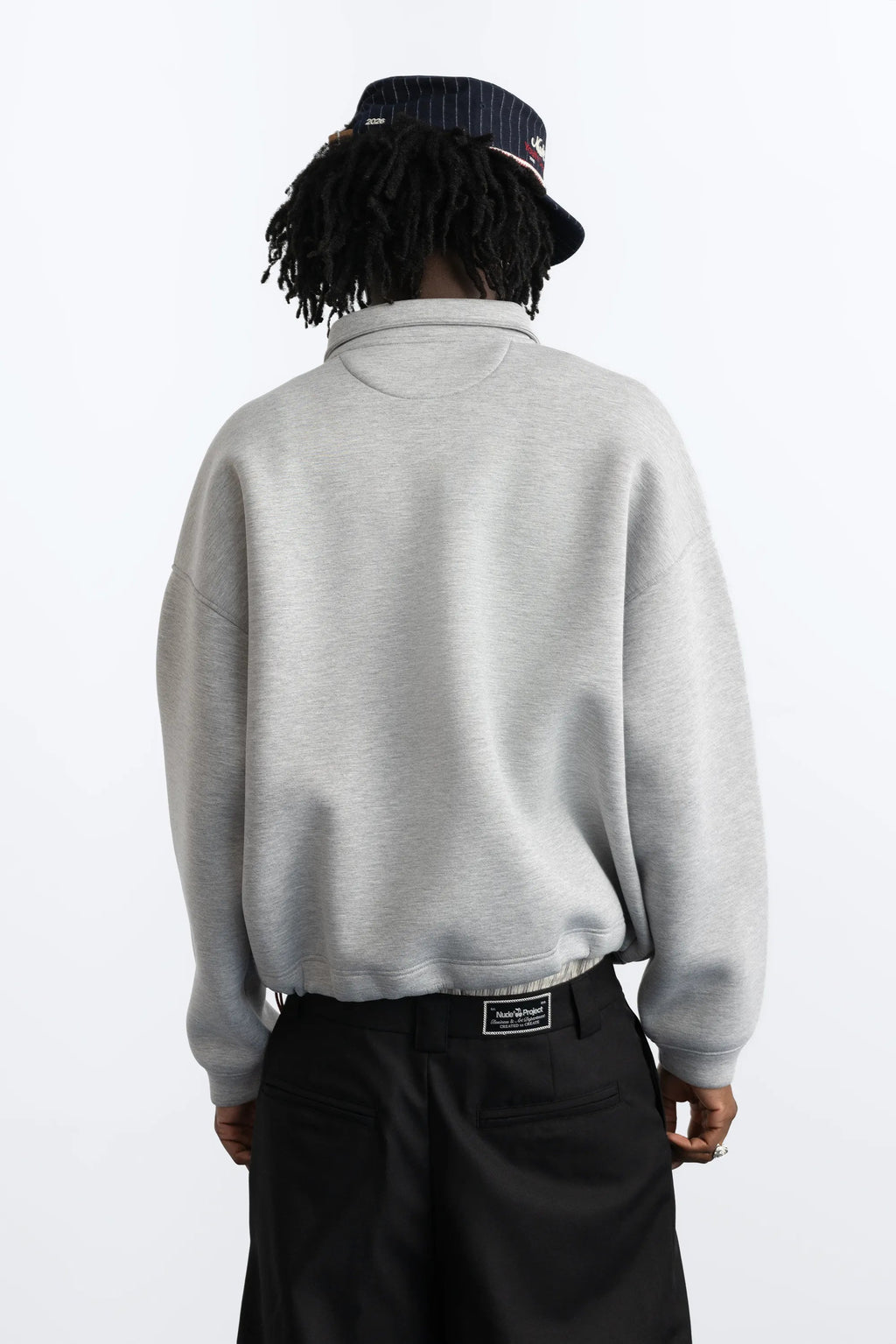 ZipLayer – Grey Quarter-Zip Pullover with Drawcord Hem