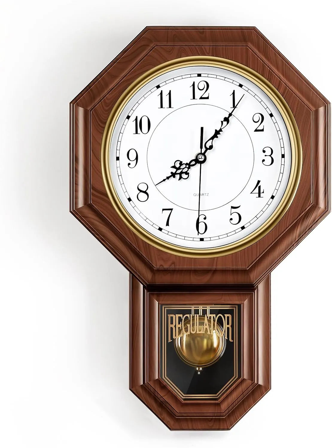 RegalTock – Battery-Operated Vintage Pendulum Regulator Wall Clock