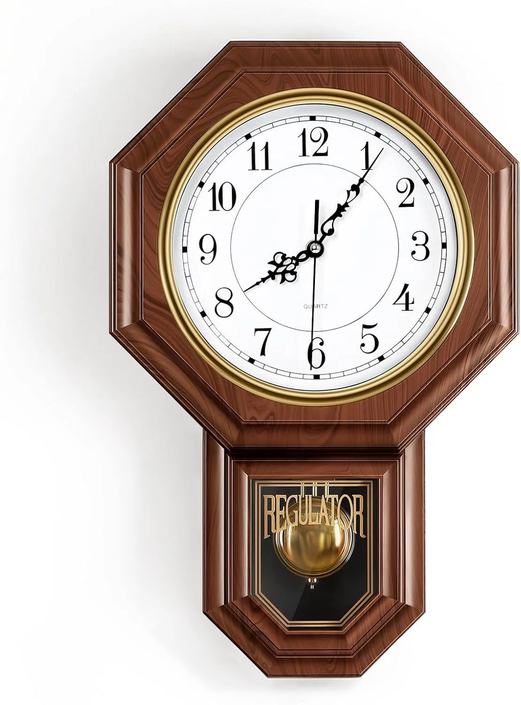RegalTock – Battery-Operated Vintage Pendulum Regulator Wall Clock