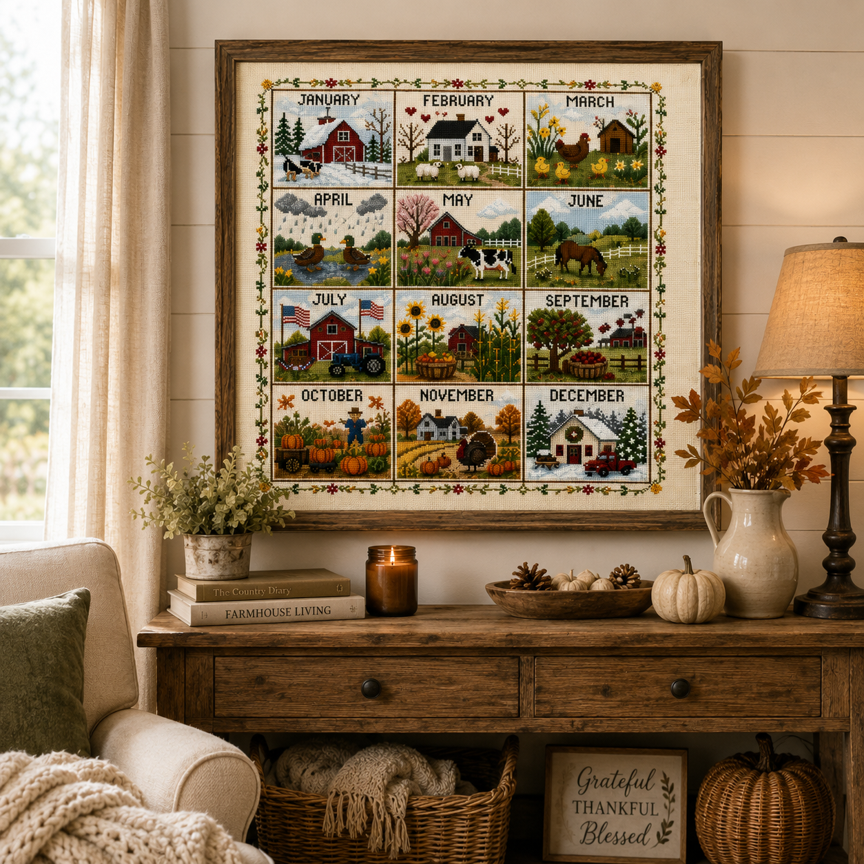 🧵 SeasonStitch – 12-Month Seasonal Cross-Stitch Kit 🌿
