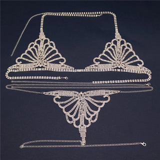DazzleQueen - Chain & Rhinestone Lingerie Set