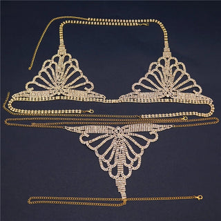 DazzleQueen - Chain & Rhinestone Lingerie Set