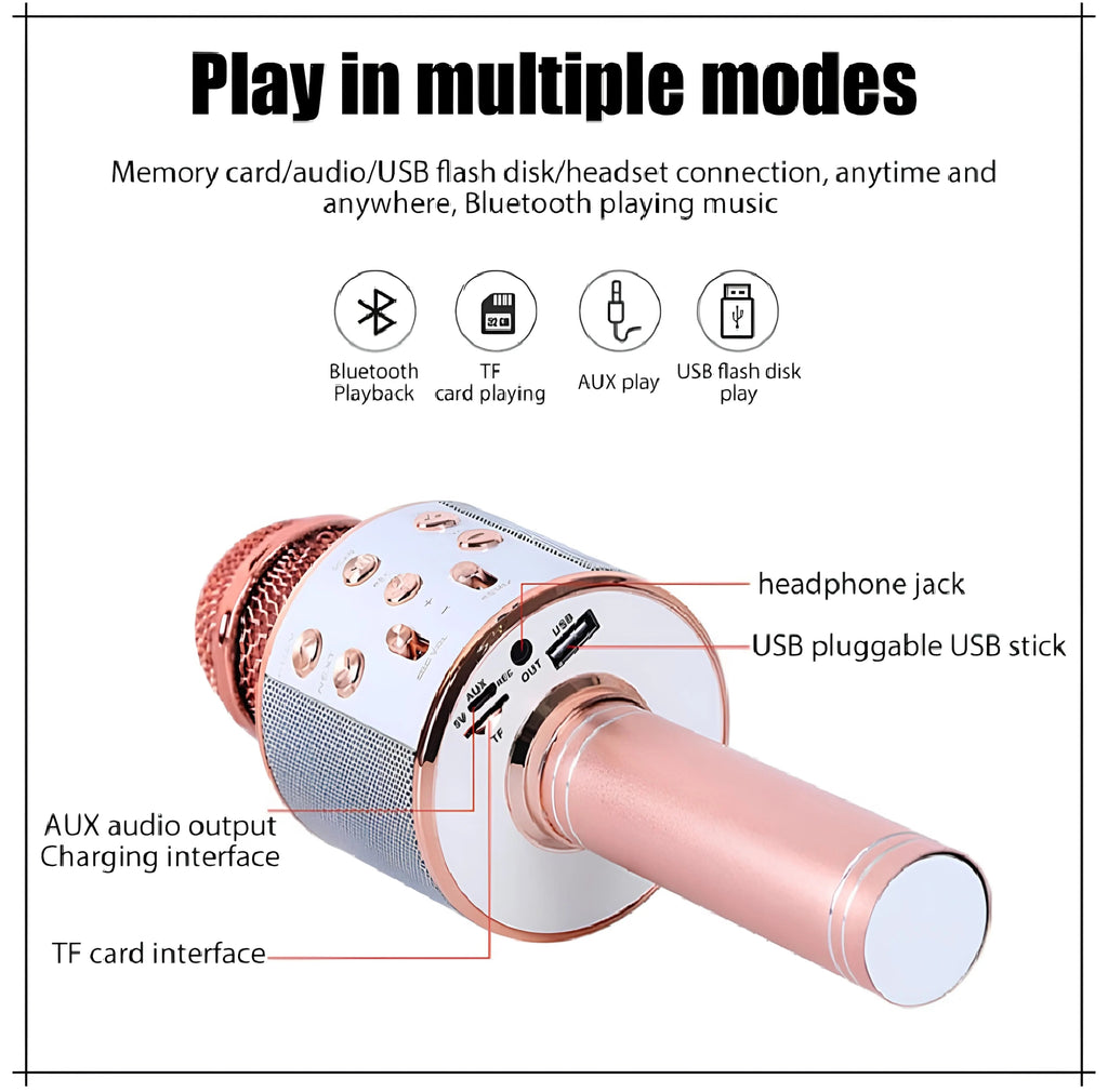 Mihraaj | Wireless Bluetooth Karaoke Microphone – 3-in-1 Mic, Speaker & Recorder Mihraaj