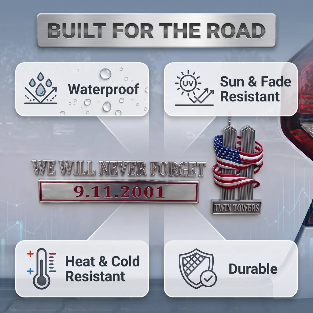 MemoHonor –  9/11 Memorial American Flag Car Emblem
