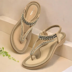 GlimmaStep – Sparkling T Strap Flat Sandals