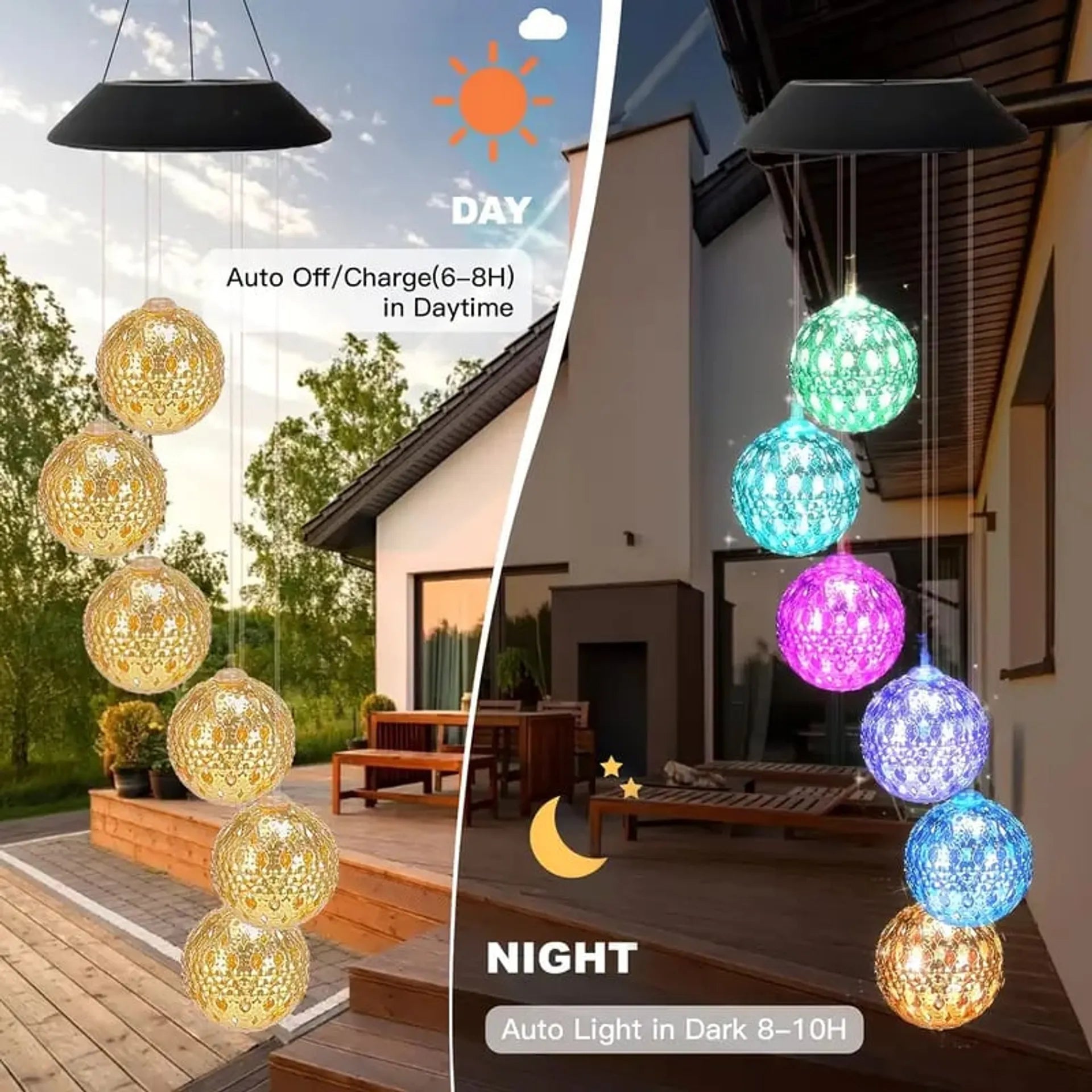 SolarMetalOrbs – Rainbow Wind Chime LED Lights
