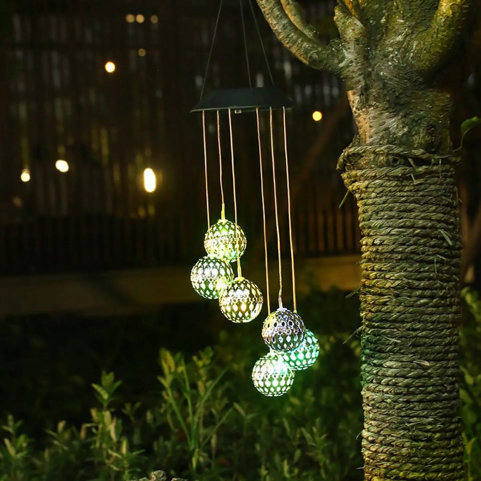 SolarMetalOrbs – Rainbow Wind Chime LED Lights