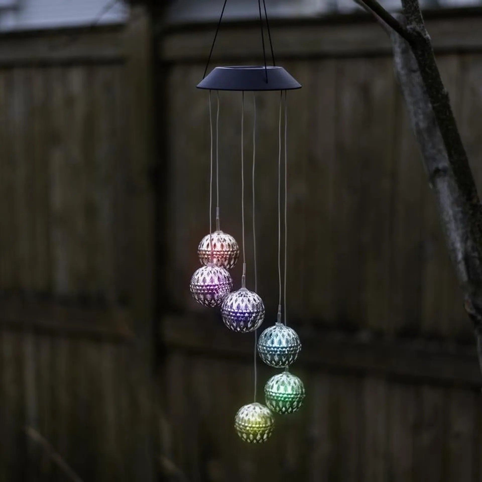 SolarMetalOrbs – Rainbow Wind Chime LED Lights