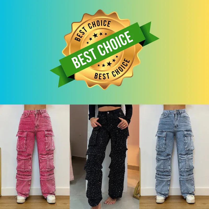 Midnight Shine | Rhinestone Streetwear Jeans