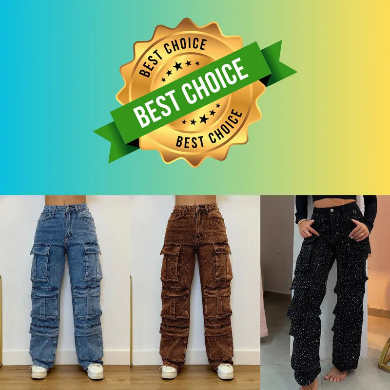 Midnight Shine | Rhinestone Streetwear Jeans