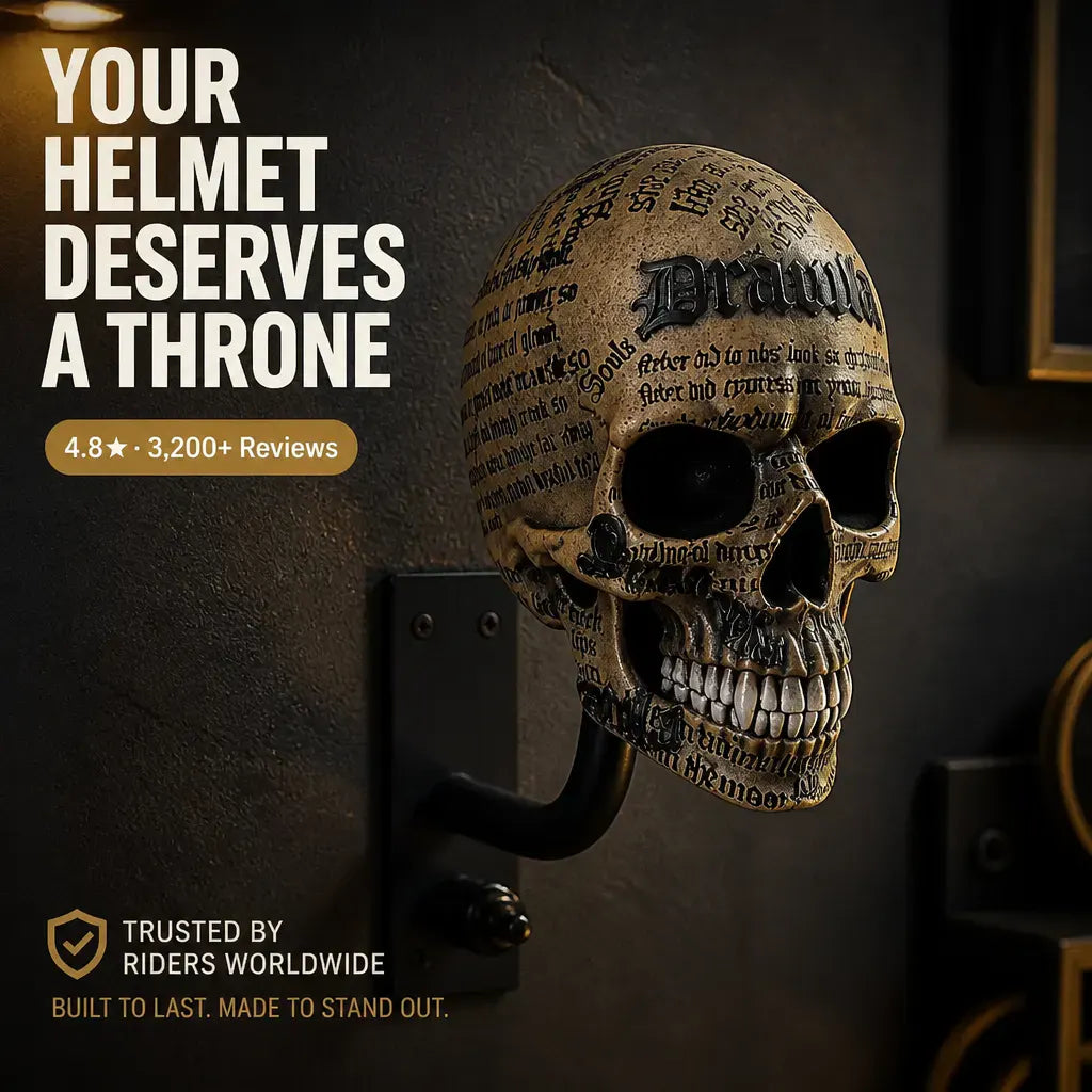 SkullThrone – Gothic Skull Helmet Wall Display Mount