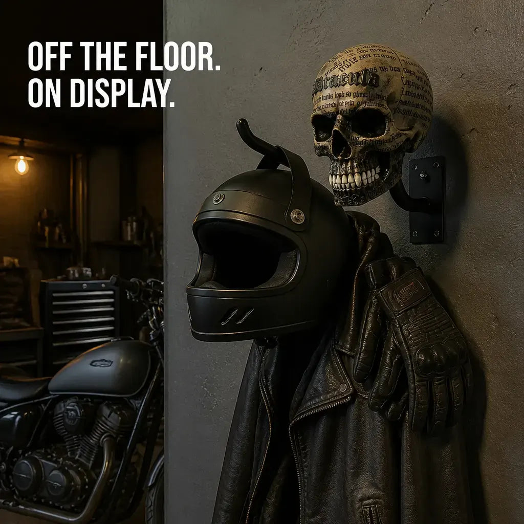 SkullThrone – Gothic Skull Helmet Wall Display Mount