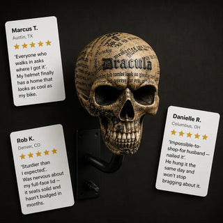 SkullThrone – Gothic Skull Helmet Wall Display Mount
