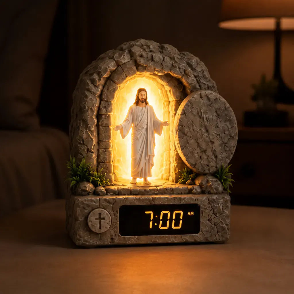 RisenGlow – Illuminated Resurrection Christ Alarm Clock