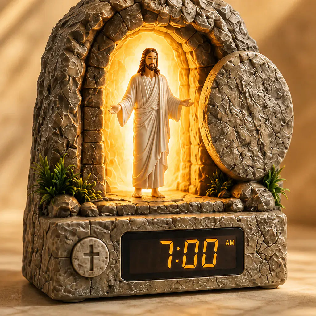 RisenGlow – Illuminated Resurrection Christ Alarm Clock