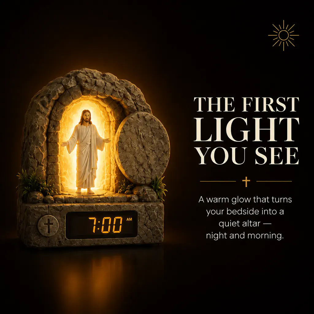 RisenGlow – Illuminated Resurrection Christ Alarm Clock