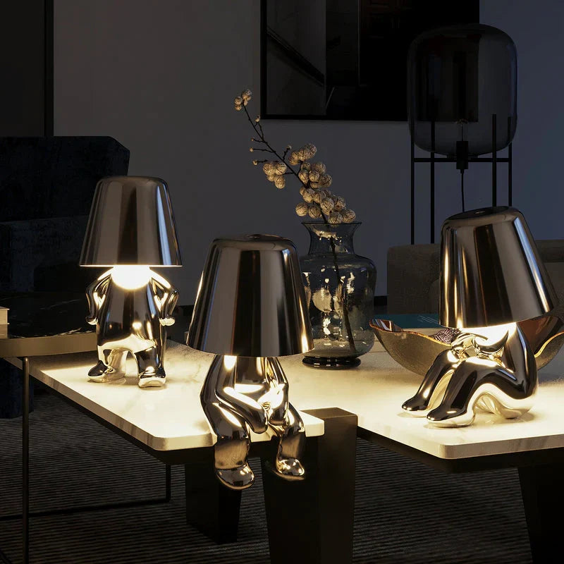 LumiThink – Elegant Gold Thinker Touch Lamp