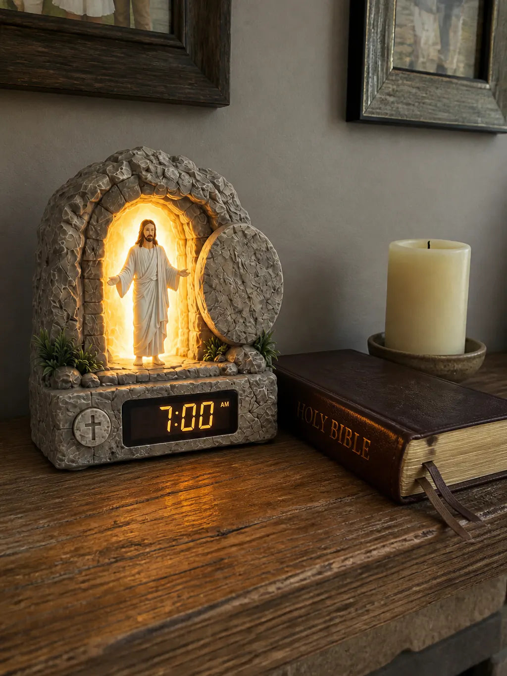 RisenGlow – Illuminated Resurrection Christ Alarm Clock