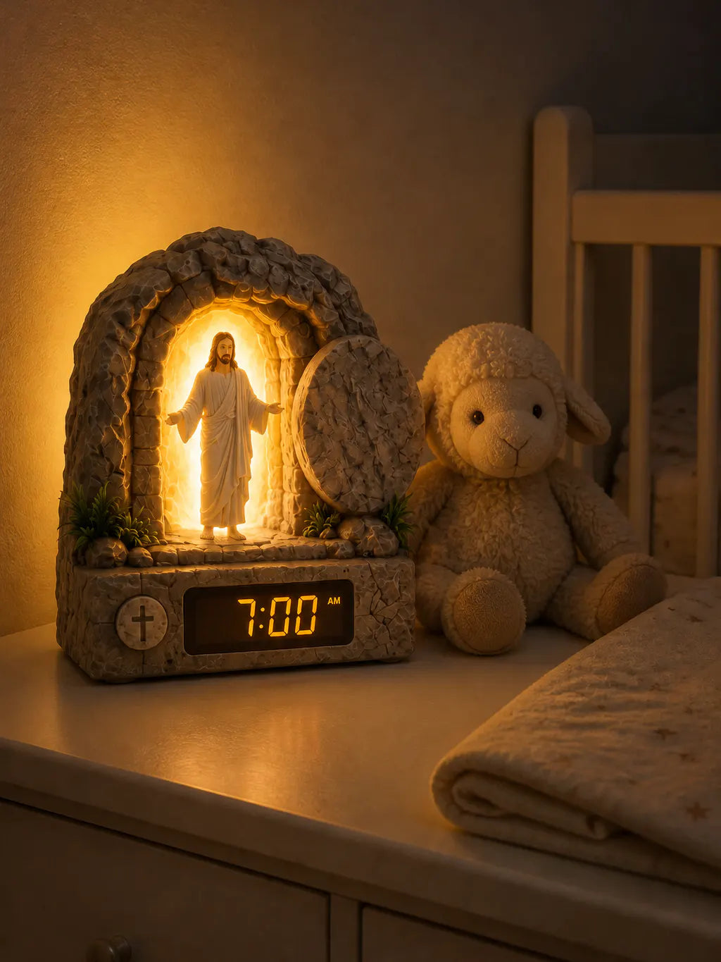 RisenGlow – Illuminated Resurrection Christ Alarm Clock