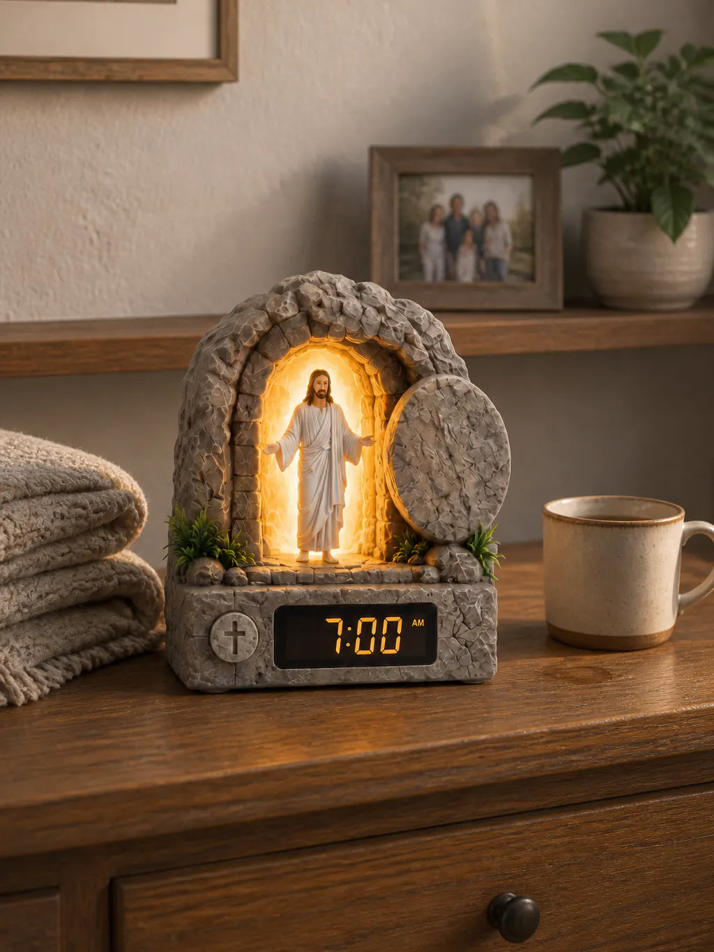 RisenGlow – Illuminated Resurrection Christ Alarm Clock