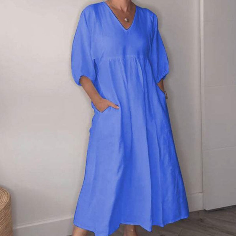 AuraWear – Effortless V-Neck Casual Dress