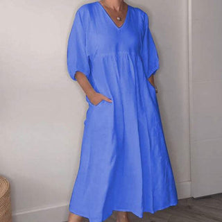 AuraWear – Effortless V-Neck Casual Dress