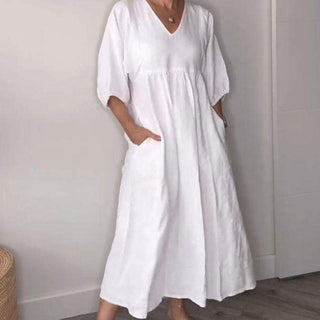 AuraWear – Effortless V-Neck Casual Dress