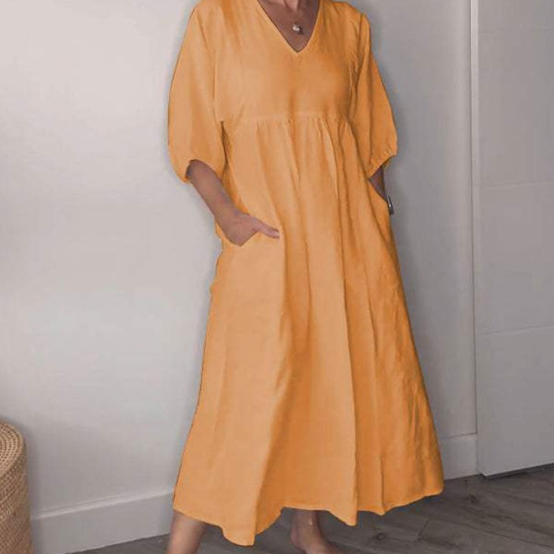 AuraWear – Effortless V-Neck Casual Dress