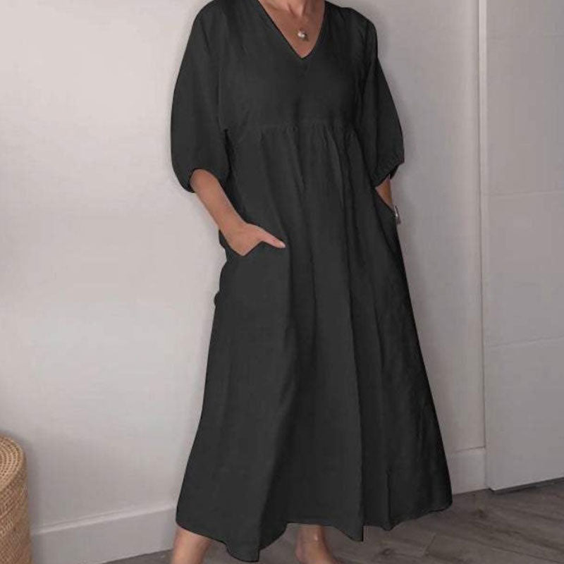AuraWear – Effortless V-Neck Casual Dress