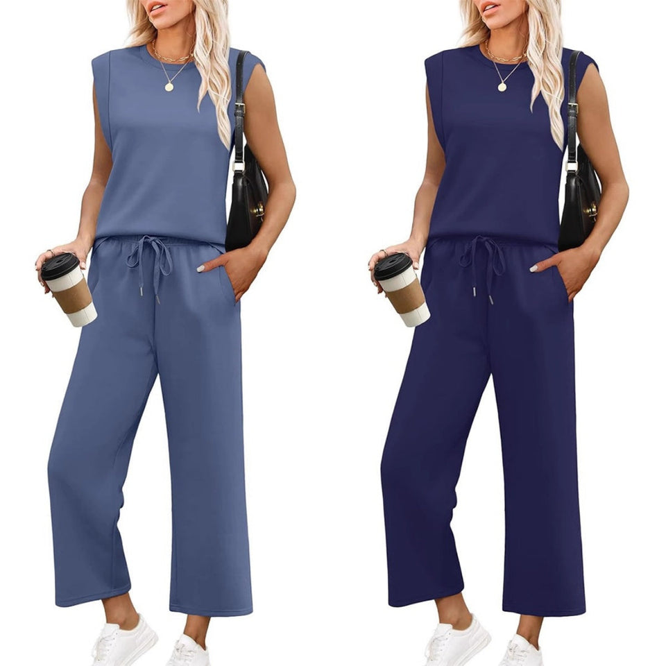 EffortlessEase - Sleeveless Top & Wide-Leg Pants Set
