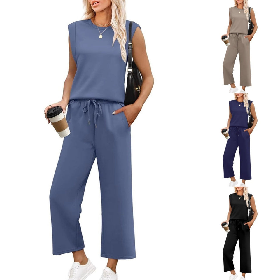 EffortlessEase - Sleeveless Top & Wide-Leg Pants Set