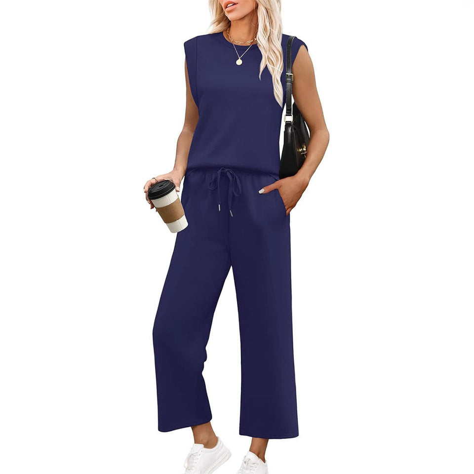 EffortlessEase - Sleeveless Top & Wide-Leg Pants Set