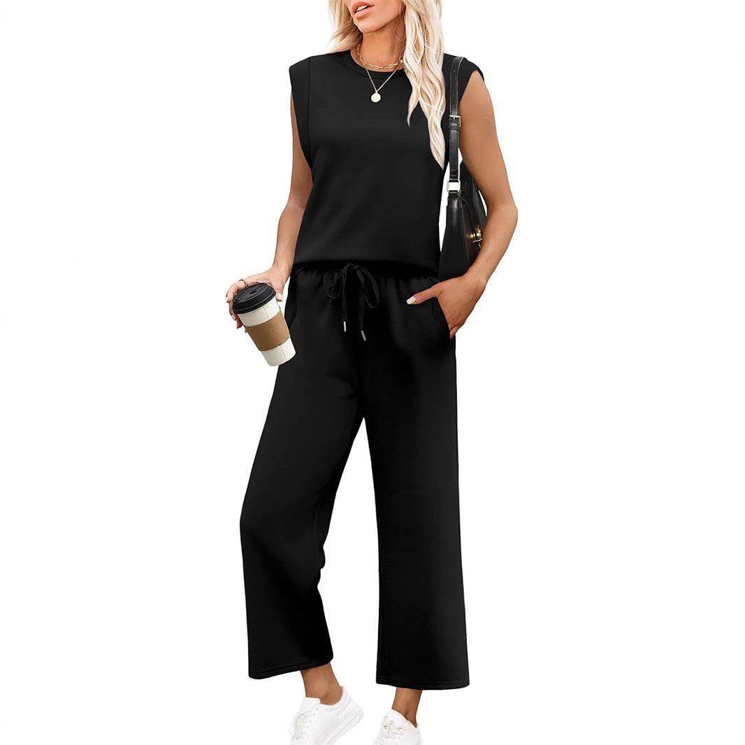 EffortlessEase - Sleeveless Top & Wide-Leg Pants Set