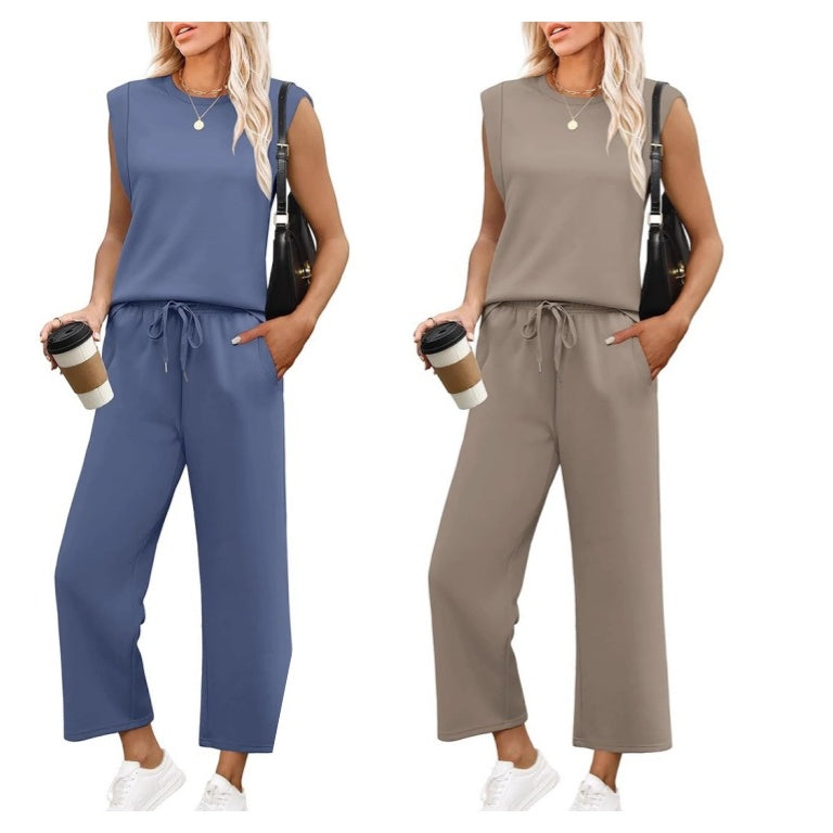 EffortlessEase - Sleeveless Top & Wide-Leg Pants Set