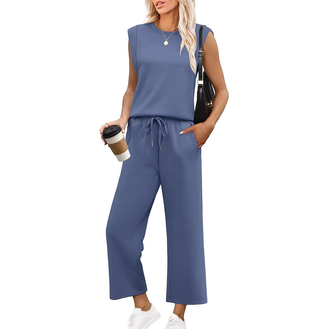 EffortlessEase - Sleeveless Top & Wide-Leg Pants Set