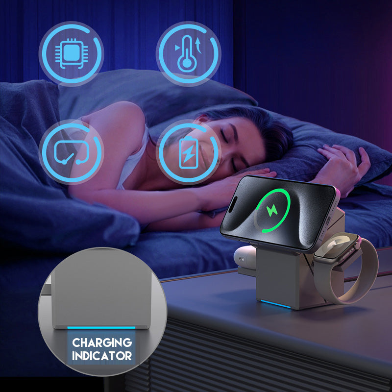 FlexCharge –  Foldable 3-in-1 Magnetic Wireless Charging Dock