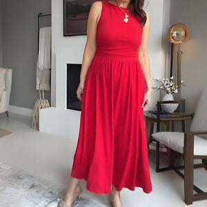 Veloura – Elegant Crew Neck Maxi Dress for Women