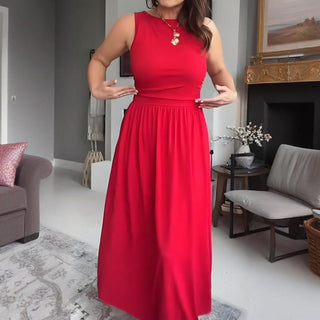 Veloura – Elegant Crew Neck Maxi Dress for Women