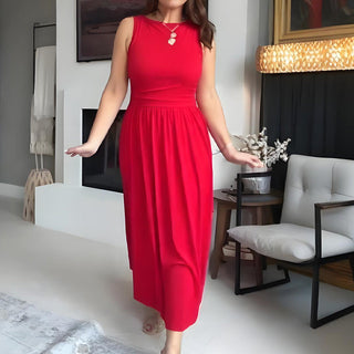 Veloura – Elegant Crew Neck Maxi Dress for Women