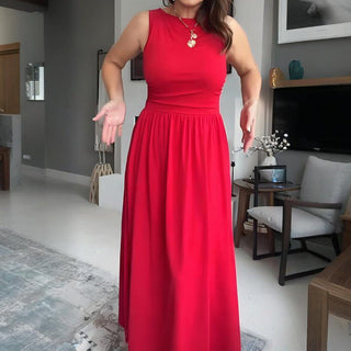 Veloura – Elegant Crew Neck Maxi Dress for Women