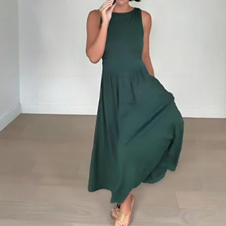 Veloura – Elegant Crew Neck Maxi Dress for Women