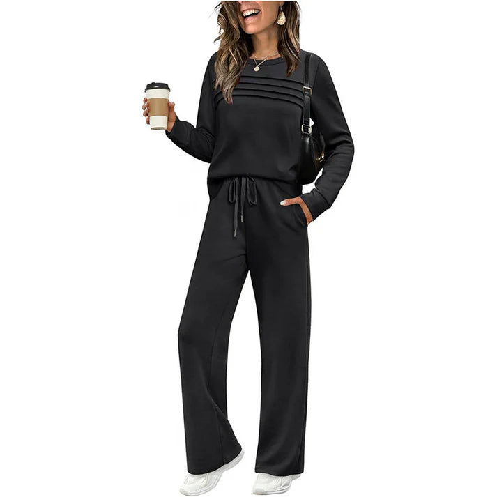 RelaxFit – Women's Crew Neck & Drawstring Pants Loungewear Set