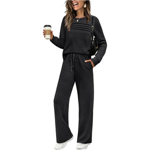 RelaxFit – Women's Crew Neck & Drawstring Pants Loungewear Set