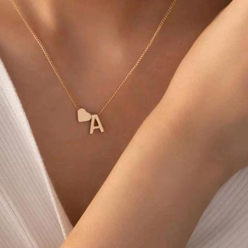 Cherish - Golden Heart Initial Necklace